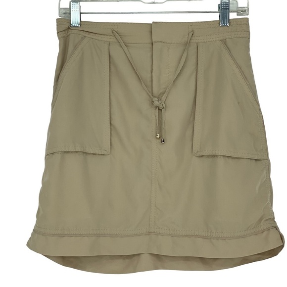 WHBM tan khaki tie front cargo pocket skirt, 4 - Picture 1 of 11